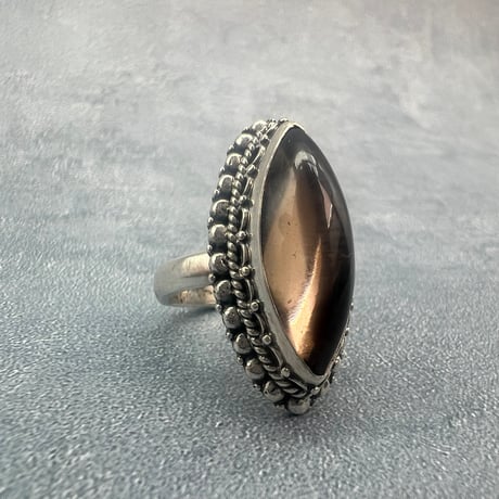 【ガウリシャンカール産】天然ヒマラヤスモーキークォーツ シルバー925デザインリング/GauriShankar Smoky Quartz Silver925 Design Ring