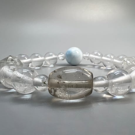 【デザインブレスレット】ラリマー×天然ヒマラヤ水晶デザインブレスレット/Larimer×Himalayan Quartz Design Bracelet