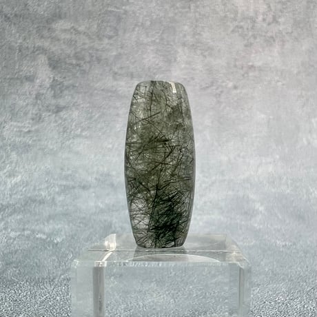 【ガネッシュヒマール産】アクチノライトイン天然ヒマラヤ水晶 樽型ビーズ⑧/Ganesh Himal Actinolite in Himalayan Quartz barrel beads