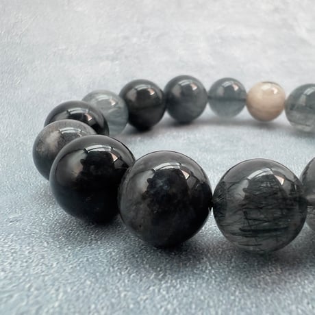 【ガネッシュヒマール産】アクチノライトイン天然ヒマラヤ水晶ブレスレット/Ganesh Himal Actinorite in Himalayan Quartz Bracelet