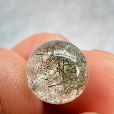 【ガネッシュヒマール産】アクチノライトイン天然ヒマラヤ水晶ビーズ⑭/Ganesh Himal Actinolite in Himalayan Quartz beads