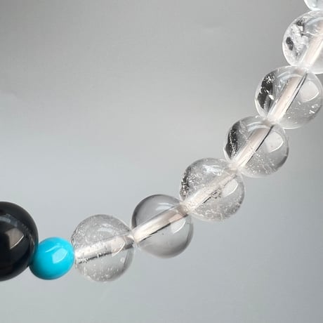 【デザインブレスレット】モリオン×ガネッシュヒマール×アリゾナターコイズ/Morion×GaneshHimal×Arizona Turquoise Design Bracelet