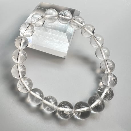 【カイラス産】"手磨き加工"天然ヒマラヤ水晶ブレスレット(10mm内径17cm)②/Kailash Himalayan Quartz Bracelet