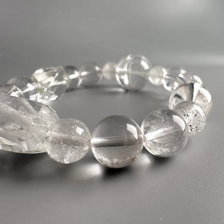 カイラス産"手磨き"天然ヒマラヤ水晶デザインブレスレット/Kailash Himalayan Quartz Design Bracelet