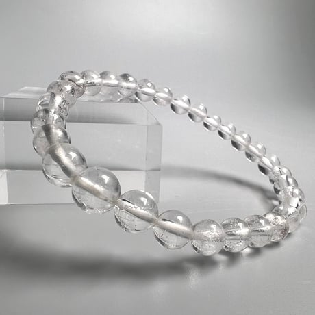 【カイラス産】"手磨き加工"天然ヒマラヤ水晶ブレスレット(5~7mm内径16cm)/Kailash Himalayan Quartz Bracelet