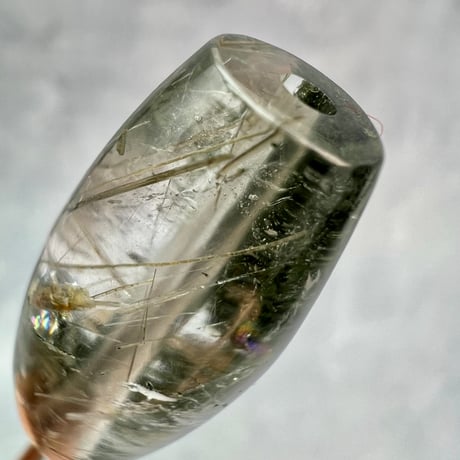 【ガネッシュヒマール産】アクチノライト&クローライトイン天然ヒマラヤ水晶 樽型ビーズ/Ganesh Himal Actinolite&Chlorite in Barrel Beads