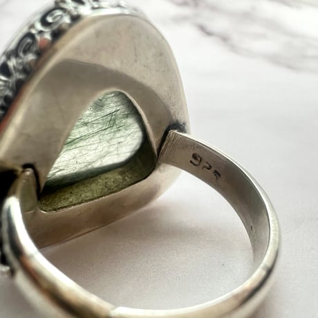 【ガネッシュヒマール産】アクチノライト&クローライトイン天然ヒマラヤ水晶S/V925リング/Ganesh Himal Actinorite&Chlorite S/V Ring