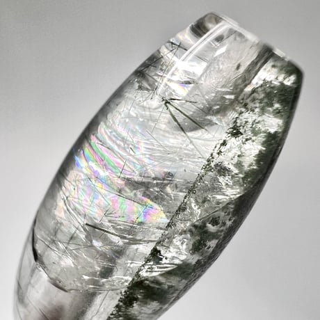 【ガネッシュヒマール産】アクチノライト&クローライトイン天然ヒマラヤ水晶 樽型ビーズ/Ganesh Himal Actinolite&Chlorite in Himalayan Quartz