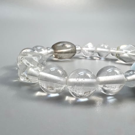【デザインブレスレット】ラリマー×天然ヒマラヤ水晶デザインブレスレット/Larimer×Himalayan Quartz Design Bracelet