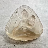 【ガウリシャンカール産】天然ヒマラヤレモンスモーキークォーツ "ホワイトターラ"仏像/Gaurishankar Himalayan Lemon Smoky "Green Tara"Statue