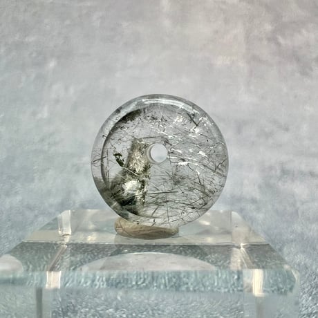 【ガネッシュヒマール産】アクチノライトイン天然ヒマラヤ水晶 タイヤ型ビーズ⑥/Ganesh Himal Actinolite in Himalayan Quartz Tire beads