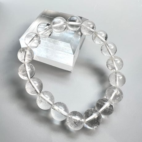 【カイラス産】"手磨き加工"天然ヒマラヤ水晶ブレスレット(10mm内径15cm)②/Kailash Himalayan Quartz Bracelet