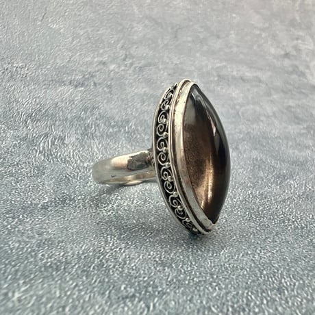 【ガウリシャンカール産】天然ヒマラヤスモーキークォーツ シルバー925デザインリング/GauriShankar Smoky Quartz Silver925 Design Ring