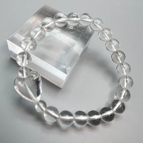 【ガネッシュヒマール産】天然ヒマラヤ水晶"ハート"デザインブレスレット③/Ganesh Himal Himalayan Quartz Design Bracelet