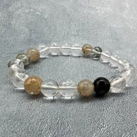 【ガネッシュヒマール産】アクチノライトイン天然ヒマラヤ水晶デザインブレスレット/Ganesh Himal Actinolite in Himalayan Quartz Design Bracelet
