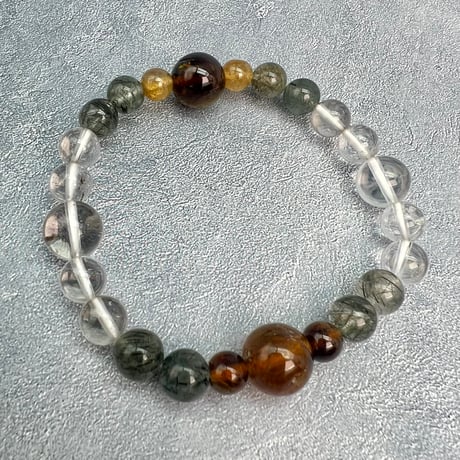 【デザインブレスレット】ネパール産ヒマラヤドラバイト&ハニートルマリン×ガネッシュヒマール/Nepal Himalayan Tourmaline×Ganesh Bracele