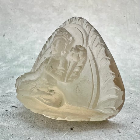 【ガウリシャンカール産】天然ヒマラヤレモンスモーキークォーツ "ホワイトターラ"仏像/Gaurishankar Himalayan Lemon Smoky "Green Tara"Statue