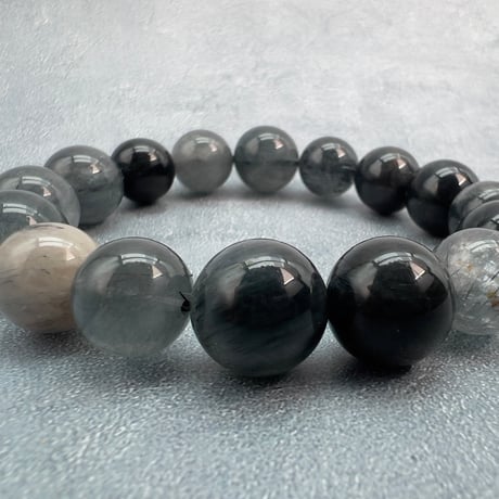 【ガネッシュヒマール産】アクチノライトイン天然ヒマラヤ水晶ブレスレット/Ganesh Himal Actinorite in Himalayan Quartz Bracelet