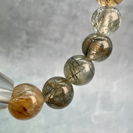 【ガネッシュヒマール産】アクチノライトイン天然ヒマラヤ水晶デザインブレスレット/Ganesh Himal Actinolite in Himalayan Quartz Design Bracelet