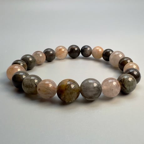 【ガネッシュヒマール産】アクチノライトイン天然ヒマラヤ水晶デザインブレスレット/Ganesh Himal Actinolite in Himalayan Quartz Design Bracelet