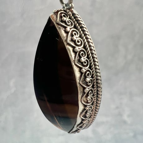 【ガウリシャンカール産】天然ヒマラヤスモーキークォーツ シルバー925ペンダントトップ/GauriShankar Smoky Quartz Silver925 Pendant Top