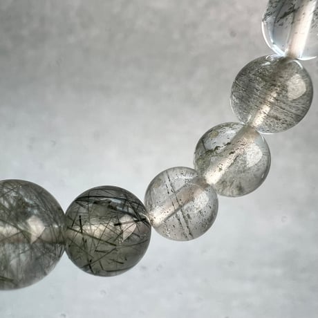 【ガネッシュヒマール産】アクチノライトイン天然ヒマラヤ水晶デザインブレスレット/Ganesh Himal Actinolite in Himalayan Quartz Design Bracelet