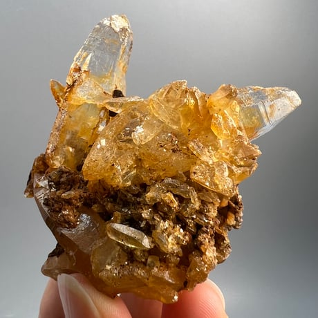 【ガネッシュヒマール産】リモナイトイン天然ヒマラヤ水晶クラスター/Ganesh Himal Limonite in Himalayan Quartz Cluster