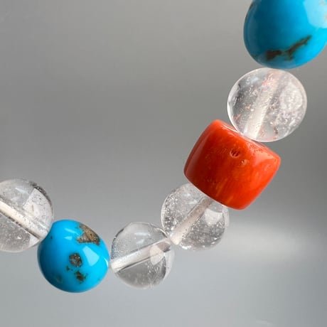 【デザインブレスレット】アリゾナ産ターコイズ×ガネッシュヒマール天然ヒマラヤ水晶/Arizona Turquoise×Ganesh Himal Himalayan Quartz