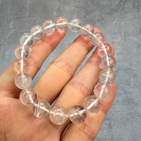 【ガネッシュヒマール産】天然ヒマラヤ水晶ブレスレット10mm内径16cm-B/Ganesh Himal Himalayan Quartz Bracelet