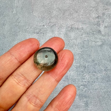 【ガネッシュヒマール産】アクチノライトイン天然ヒマラヤ水晶 タイヤ型ビーズ①/Ganesh Himal Actinolite in Himalayan Quartz Tire beads