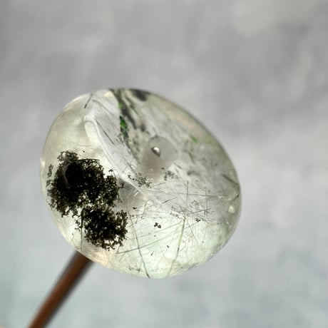 【ガネッシュヒマール産】アクチノライトイン天然ヒマラヤ水晶 タイヤ型ビーズ⑥/Ganesh Himal Actinolite in Himalayan Quartz Tire beads