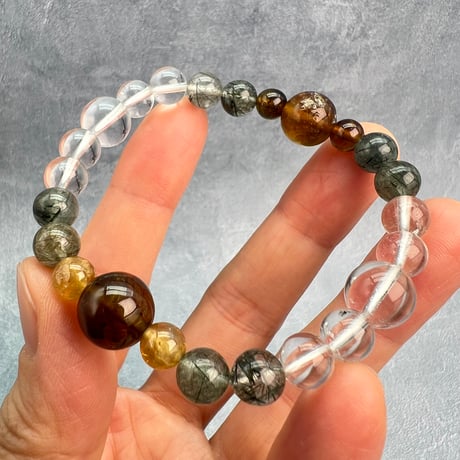 【デザインブレスレット】ネパール産ヒマラヤドラバイト&ハニートルマリン×ガネッシュヒマール/Nepal Himalayan Tourmaline×Ganesh Bracele