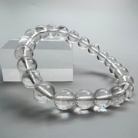 【カイラス産】"手磨き加工"天然ヒマラヤ水晶ブレスレット(8mm内径15cm)/Kailash Himalayan Quartz Bracelet
