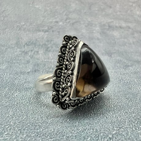 【ガウリシャンカール産】天然ヒマラヤスモーキークォーツ シルバー925デザインリング/GauriShankar Smoky Quartz Silver925 Design Ring