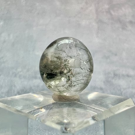 【ガネッシュヒマール産】アクチノライトイン天然ヒマラヤ水晶 タイヤ型ビーズ⑥/Ganesh Himal Actinolite in Himalayan Quartz Tire beads