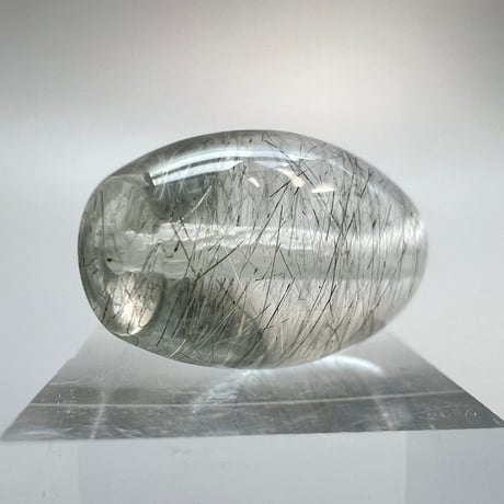 【ガネッシュヒマール産】アクチノライト イン天然ヒマラヤ水晶 樽型ビーズ/Ganesh Himal Actinolite in Himalayan Quartz barrel bead