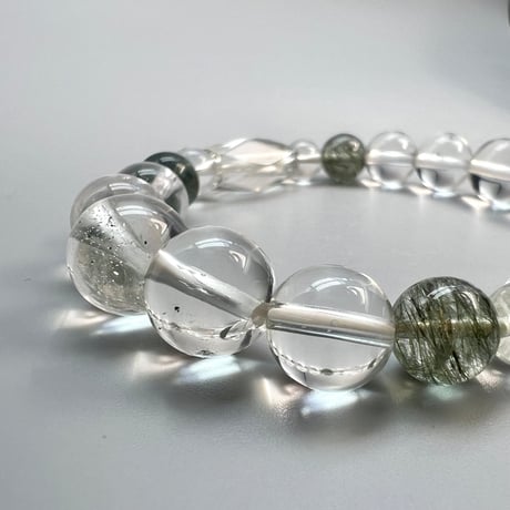 【デザインブレスレット】カイラス×ガネッシュヒマール天然ヒマラヤ水晶デザインブレスレット/Kailash×Ganesh Himal Himalayan Quartz Design Bracelet