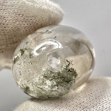 【ガネッシュヒマール産】クローライトイン天然ヒマラヤ水晶オーバルビーズ/Ganesh Himal Chlorite in Himalayan Quartz