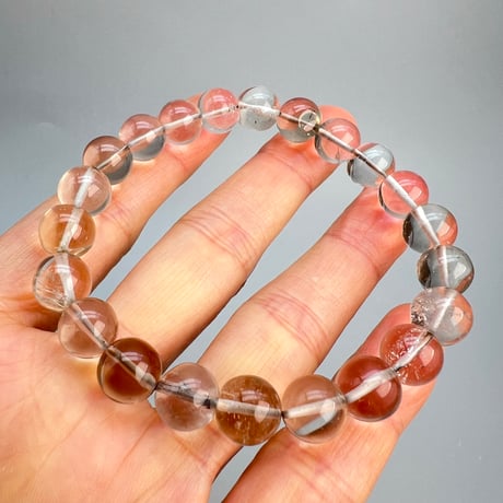 【ガウリシャンカール産】"手磨き加工"天然ヒマラヤスモーキークォーツブレスレット(9mm内径17cm)②/Gaurishankar Himalayan Smoky Quartz Bracelet