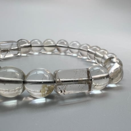 【デザインブレスレット】天然ラリマー×"手磨き加工"ガウリシャンカール産スモーキークォーツ/Larimer×GauriShankar Smoky Design Bracelet