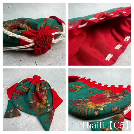 "Thaili" handmade in Nepal🇳🇵C-①〜⑧ "タイリ(巾着袋)"ネパール産ハンドメイド