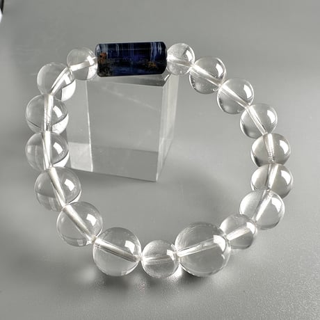 【デザインブレスレット】ネパールカイヤナイト×ガネッシュヒマール産"手磨き加工"天然ヒマラヤ水晶/Nepal Kyanite+GaneshHimal Design Bracelet