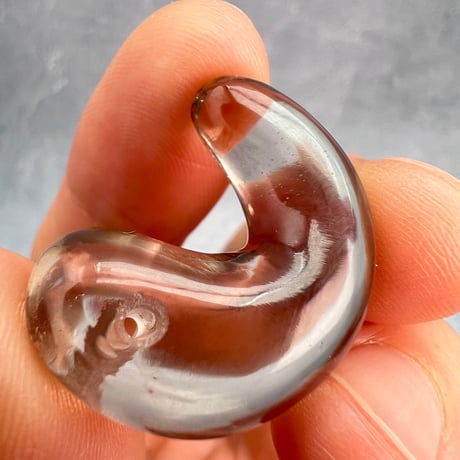 【ガウリシャンカール産】天然ヒマラヤスモーキークォーツ"手磨き加工"勾玉ビーズ③/Gaurishankar Himalayan Smoky Quartz Magatama Beads