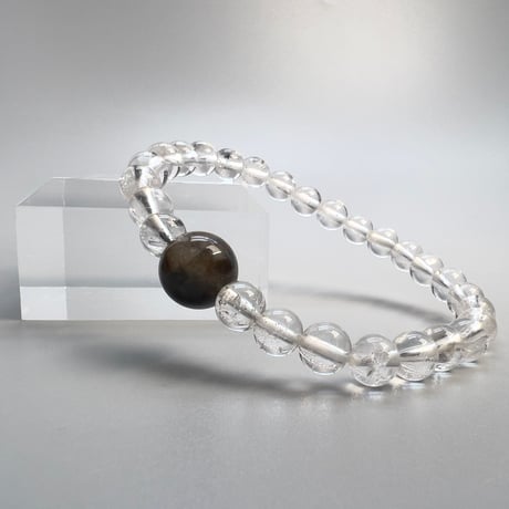 【ガネッシュヒマール産】アクチノライトイン天然ヒマラヤ水晶デザインブレスレット/Ganesh Himal Actinolite in Himalayan Quartz Design Bracelet