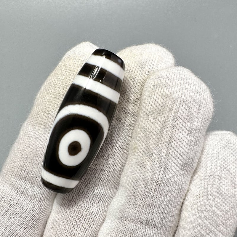 dzi beads ジービーズ 西蔵 ヒマラヤ白玉髄 龍紋 平型 九眼天珠