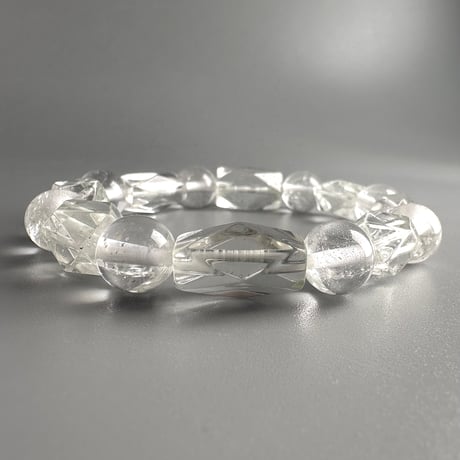 【デザインブレスレット】カイラス産＋アンナプルナ産"手磨き加工"天然ヒマラヤ水晶/Kailash + Annapurna Himalayan Quartz  Design Bracelet