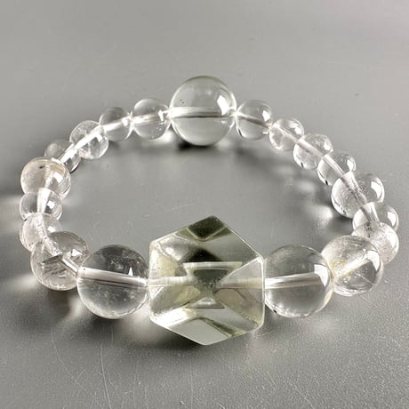 【カイラス産】"手磨き"天然ヒマラヤ水晶 デザインブレスレット/Kailash Himalayan Quartz Design Bracelet
