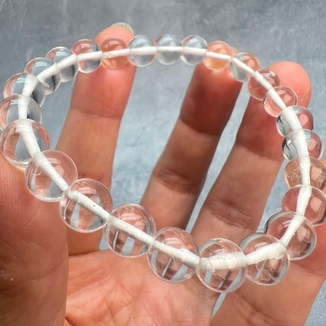 【ガネッシュヒマール産】"手磨き"天然ヒマラヤ水晶ブレスレット8mm内径17cm/Ganesh Himal Himalayan Quartz Bracelet