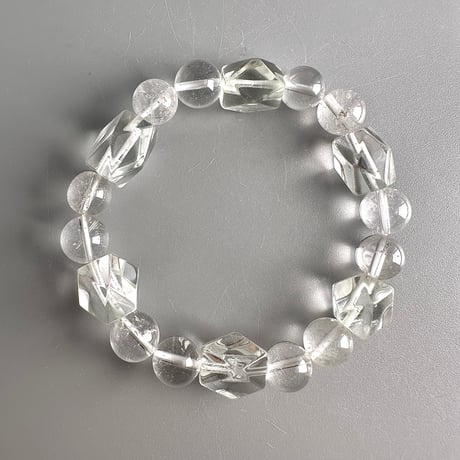 【デザインブレスレット】カイラス産"手磨き"天然ヒマラヤ水晶/Kailash Himalayan Quartz Design Bracelet