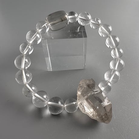 ガウリシャンカール産スモーキークォーツ&カイラスクォーツデザインブレスレット/Gaurishankar & Kailash Quartz Design Bracelet